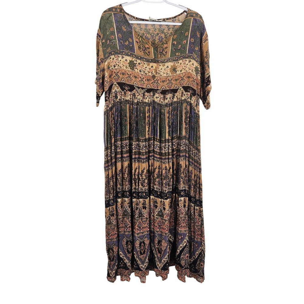Vintage y2k Parking Permit Babydoll Dress Brown Sheer Grunge Cottage Boho Size M